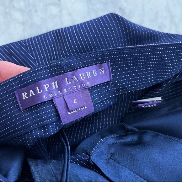 Ralph Lauren Purple Label Wool Navy with White Pin Striped Equestrian Pants - Picture 7 of 8